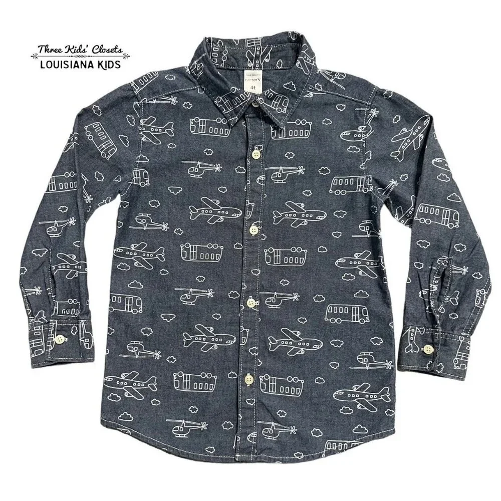 Carter's 4T Transportation Vehicles Button Down Shirt